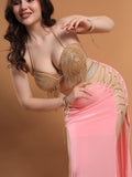 Belly dance suit made of Lycra with shiny beaded embroidery