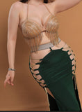 Belly dance suit made of Lycra with shiny beaded embroidery