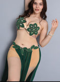 Belly dance suit made of chiffon with shiny beaded embroidery