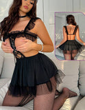 Lingerie made of Lycra and tulle with long net socks