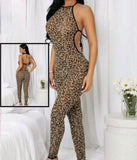 Tiger jumpsuit made of Lycra, open back