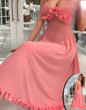 Long lingerie made of chiffon with ruffles around the chest and at the tail