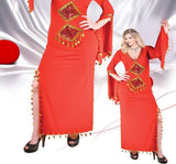 Belly dance abayas made of  lycra with open sides and shiny metal ring embroidery