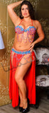 Belly dance suit made of lycra with beaded embroidery