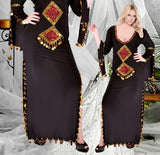 Belly dance abayas made of  lycra with open sides and shiny metal ring embroidery