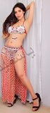 Belly dance costume made of  dotted  tulle with shiny beaded embroidery