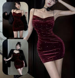 Velvet house dress with shiny pearl embroidery