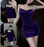 Velvet house dress with shiny pearl embroidery