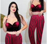 Three-piece pajama set made of satin and lace