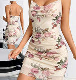 Dress made of lined floral chiffon