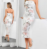 Long dress made of  lined floral chiffon