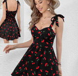 House dress made of cotton with cherry print