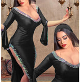 Belly dance abaya made of satin, open on the sides