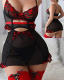 Lingerie made of chiffon and lace - with long net socks