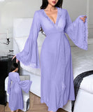 Long robe made of chiffon and lace