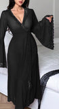 Long robe made of chiffon and lace