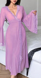 Long robe made of chiffon and lace