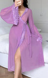 Long robe made of chiffon and lace