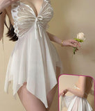 Lingerie made of chiffon with a butterfly shape at the chest and an open back