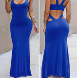 Long dress made of lycra with open back