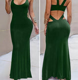 Long dress made of lycra with open back