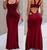 Long dress made of lycra with open back