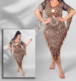 Tiger belly dancing abaya made of Lycra - with chiffon sleeves