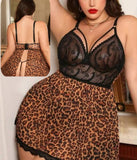 Tiger lingerie made of chiffon and lace with open back