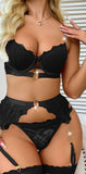 Three-piece lingerie made of lace with long net socks