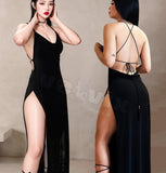 Long lingerie made of chiffon, open on one side