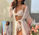 3-piece lingerie made of lace and chiffon