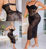 Two-piece lingerie made of chiffon and lace - open back