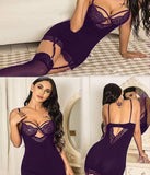 Lycra lingerie with lace from the chest - with a long chiffon stocking