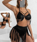 Two-piece leather lingerie - with leather threads - Dala3ny