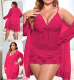 Two-piece chiffon lingerie - with lace from the chest and tail - Dala3ny