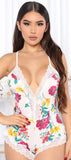 Floral lycra jumpsuit with lace - Dala3ny