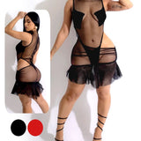 Lingerie tulle - open from the sides - with ruffles from the tail