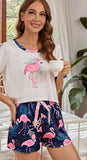 Two-piece cotton pajamas - with a flamingo print