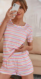 Two-piece cotton pajama - striped crosswise - Dala3ny