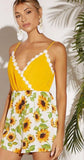 Jumpsuit made of cotton - with sunflower print