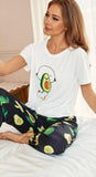 Two-piece pajama with avocado print