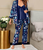 3-piece pajama - made of satin - with various graphic prints - Dala3ny
