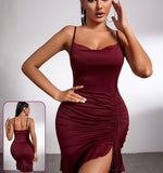 Lycra dress with ruffles on one side - Dala3ny