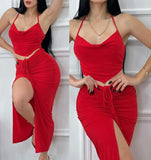 Lycra dress - open from the back - with an opening in the front with ruffles - open from the waist - Dala3ny