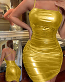 Shiny leather dress - open back - Dala3ny