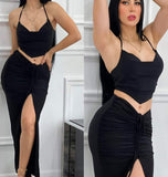 Lycra dress - open from the back - with an opening in the front with ruffles - open from the waist - Dala3ny