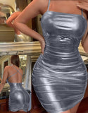 Shiny leather dress - open back - Dala3ny