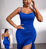 Lycra dress with ruffles on one side - Dala3ny