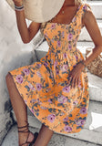 Floral house dress - elastic from the chest