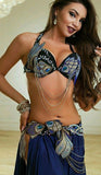 Handmade belly dance suit made of lycra - with metal chains
